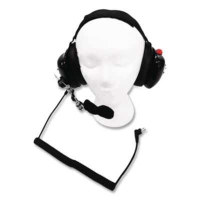 maxon® Dual Muff Binaural Over The Head Headset, Black