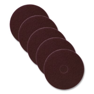 Americo® Stripping Pads, 17" Diameter, Burgundy, 5/Carton