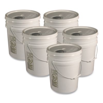 Impact® Utility Bucket with Lid, 5 gal, White, 5/Carton