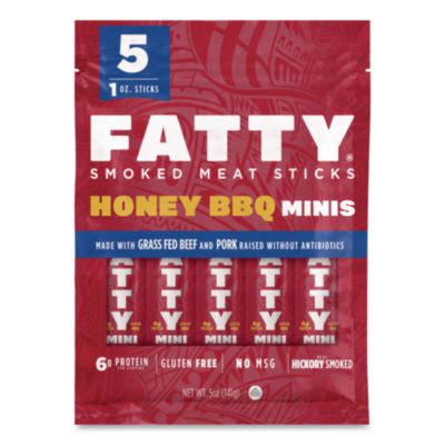 FATTY® Minis Honey BBQ Smoked Beef Meat Sticks, 1 oz Stick, 5/Pack