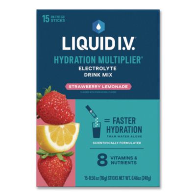 LIQUID I.V.® Hydration Multiplier, Strawberry Lemonade, 0.56 oz Stick, 15/Box