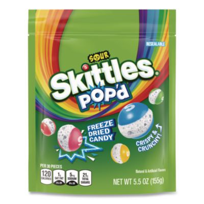 Skittles® POP'd Freeze Dried Candy, Sour, 5.5 oz Bag