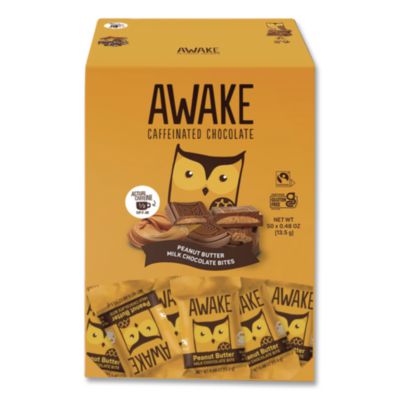 Awake Caffeinated Peanut Butter Milk Chocolate Bites Caffeinated Peanut Butter Milk Chocolate Bites, 0.48 oz, 50/Box