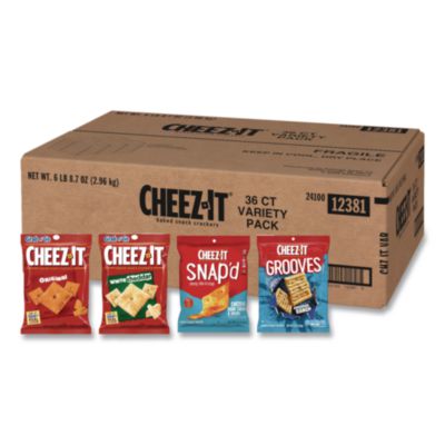 Cheez-It® Baked Snack Crackers Flavor Variety Pack, Assorted Sizes and Flavors, 36 Bags/Carton