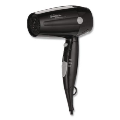Sunbeam® Hospitality Compact Hair Dryer with Folding Handle, 1,875 W, Black, 6/Carton