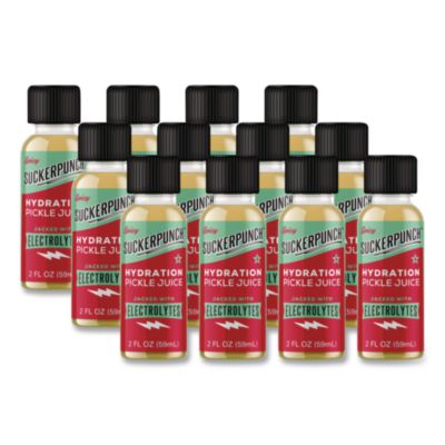 SuckerPunch™ Spicy Pepper Hydration Pickle Juice Shooter Spicy Pepper Hydration Pickle Juice Shooter, 2 oz Bottle, 12/Carton