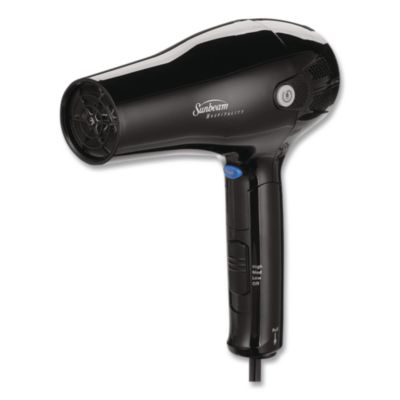 Sunbeam® Hospitality Retractable Folding Hair Dryer, 1,875 W, Black, 6/Carton