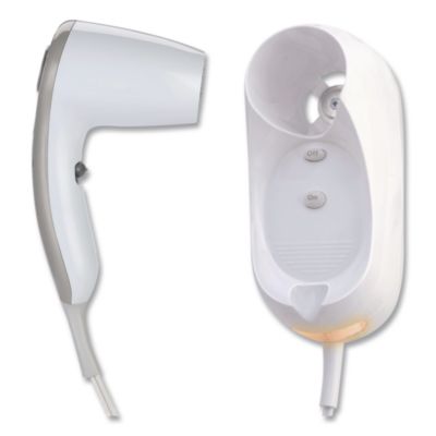 Sunbeam® Hospitality GreenSense Adjustable Wattage Wall Mounted Hair Dryer, 1,200/1,500 W, White, 6/Carton
