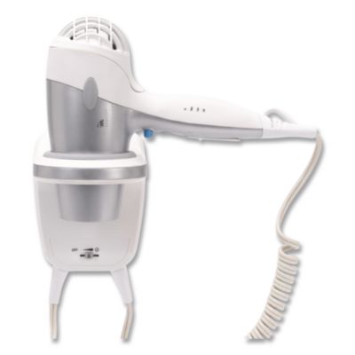 Sunbeam® Hospitality GreenSense Adjustable Wattage Wall Mounted Hair Dryer with Nightlight, 1,200 W/1,500 W, White/Silver