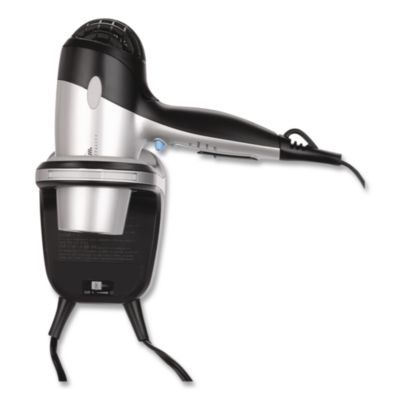 Sunbeam® Hospitality GreenSense Adjustable Wattage Wall Mounted Hair Dryer with Nightlight, 1,200 W/1,500 W, Black/Silver