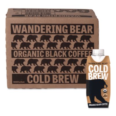 WANDERING BEAR® Straight Black Cold Brew Coffee, 11 oz Carton, 12/Carton
