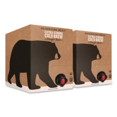 WANDERING BEAR® Straight Black Cold Brew Coffee, 128 oz Tap Box, 2/Carton
