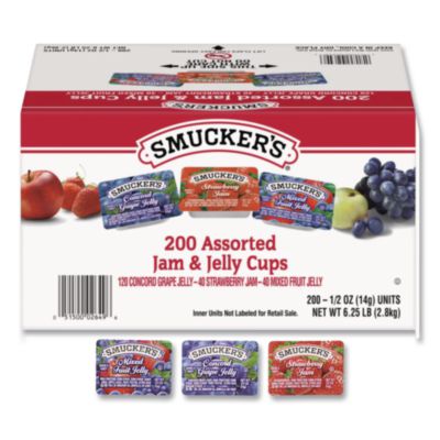 Welch's® Assorted Jam and Jelly Cups, Assorted Flavors, 0.5 oz Cup, 200/Carton
