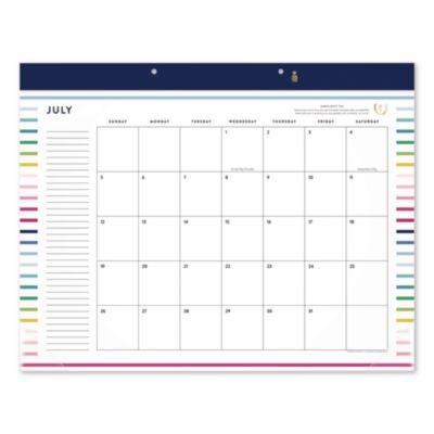 AT-A-GLANCE® Simplified by Emily Ley Academic Monthly Deskpad Calendar, Navy Band/Clear Corners, 21x17, White Sheets, July 2026-June 2027