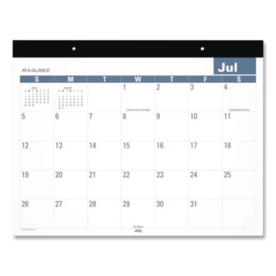 AT-A-GLANCE® Academic Monthly Deskpad Calendar, 21 x 17, White Sheets, Black Headband/Clear Corners, 12-Month (July to June): 2026 to 2027