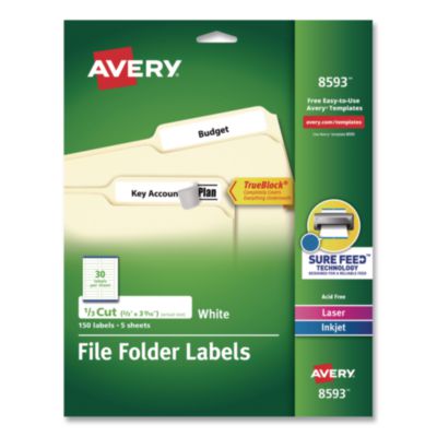 Avery® Inkjet/Laser Permanent File Folder Labels, 0.66 x 3.43, White, 30/Sheet, 5 Sheets/Pack