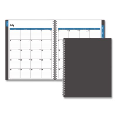 Blue Sky® Collegiate Academic Year Weekly/Monthly Planner, 11 x 8.5, Charcoal Cover, 12-Month (July to June): 2026 to 2027