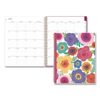 Blue Sky® Mahalo Academic Year Weekly/Monthly Planner, Multicolor Flower Cover, 11 x 8.5, 12-Month (July to June): 2026 to 2027
