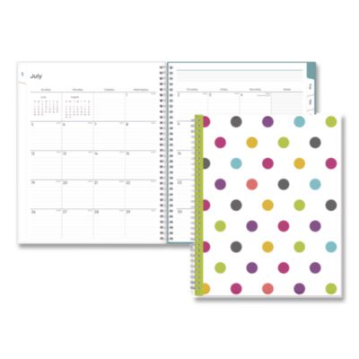 Blue Sky® Teacher Dots Academic Year Weekly and Monthly Planner, 8 Classes, Multicolor Cover, 11 x 8.5, 12-Month (July-June), 2026-2027
