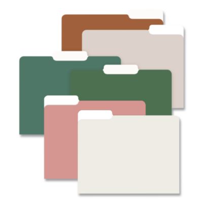 Blue Sky® Bespoke Letterpress File Folders, 1/3-Cut Tabs: Assorted, Letter Size, Assorted Colors, 6/Pack