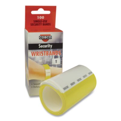COSCO Crowd Control Security Wristbands Crowd Control Security Wristbands, Sequentially Numbered, 10" x 0.75", Fluorescent Yellow, 100/Pack