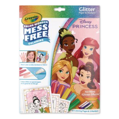Crayola® Color Wonder Mess Free Princess Glitter Activity Book, Includes 5 Color Wonder Markers, Ages 3 and Up, 10 Pages