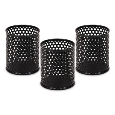 Mind Reader Metal Pen Holders Metal Pen Holders, 3.25" dia x 4"h, Black, 3/Pack