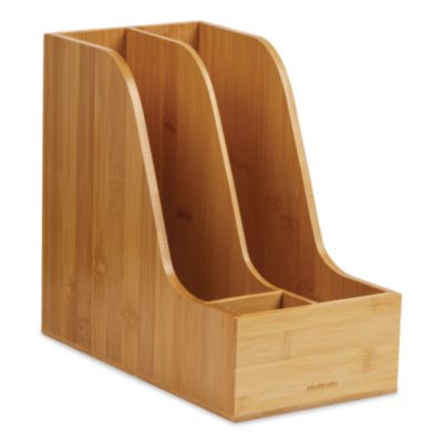 Mind Reader Three-Compartment Desk Organizer Three-Compartment Desk Organizer, Letter Size, 11 x 6 x 10, Brown