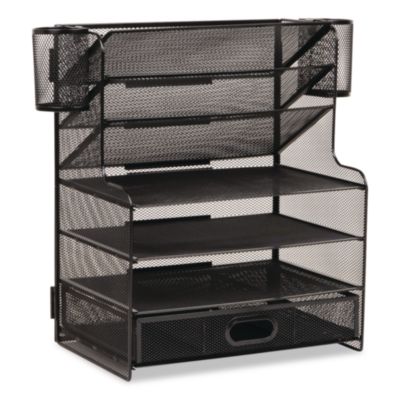 Mind Reader Metal Mesh Desk Organizer Metal Mesh Desk Organizer, 9 Sections, Letter Size, 9 x 17.5 x 16, Black