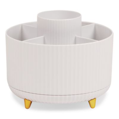 Mind Reader Five-Compartment Rotating Plastic Pen Holder Five-Compartment Rotating Plastic Pen Holder, 5.74" dia x 4.75" h, White