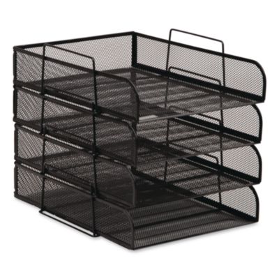 Mind Reader Four-Tier Stackable Desk Tray Four-Tier Stackable Desk Tray, Letter Size, 13.5 x 10.5 x 11.25, Black