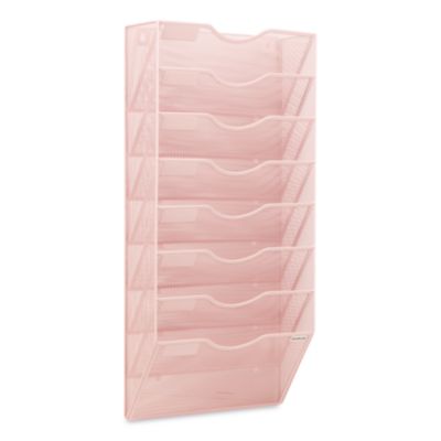 Mind Reader Eight Compartment Wall Mountable Metal File Organizer Eight Compartment Wall Mountable Metal File Organizer, Letter Size, 12.75 x 4 x 26.25, Pink