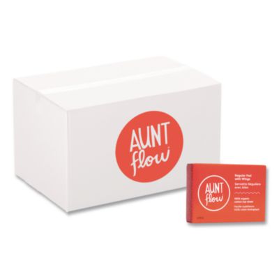 Aunt Flow® 100% Organic Cotton Maxi Pads with Wings, Regular Absorbency, 250/Carton