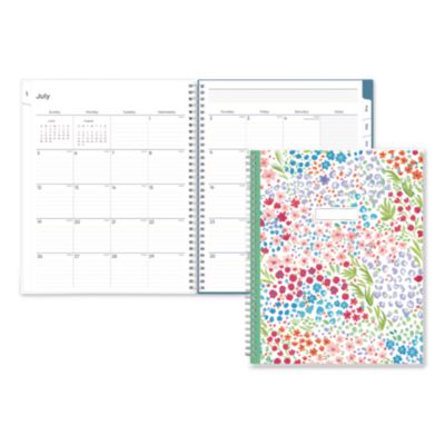 Blue Sky® Ditsy Dapple Academic Year Teacher Weekly/Monthly Lesson Planner, 8 Classes, Multicolor, 11x8.5,12-Month (Jul-Jun), 2026-2027