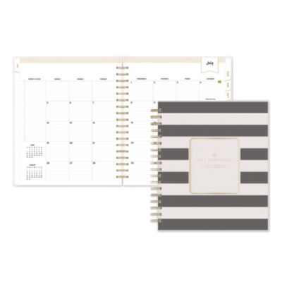 Blue Sky® Day Designer Academic Year Daily/Monthly Planner, Rugby Stripe Artwork, 10 x 8, Black/White, 12-Month (July-June): 2026-2027