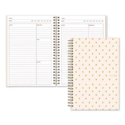 Blue Sky® Bespoke Letterpress Content Notebook, Cream Hearts Cover, (150) 8.5 x 5.75 Sheets