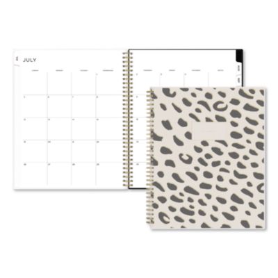 Blue Sky® Leopard Black Frosted Academic Weekly/Monthly Planner, 11 x 8.5, Animal Print Cover, 12-Month (July to June): 2026 to 2027
