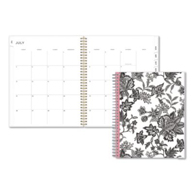Blue Sky® Analeis Academic Year Monthly Planner, Black/White Floral Artwork Cover, 10 x 8, 12-Month (July to June): 2026 to 2027