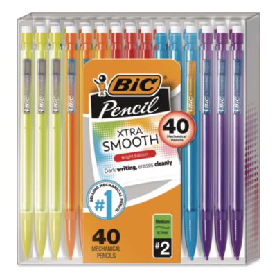BIC® Xtra Smooth Mechanical Pencil, 0.7 mm, HB (#2), Black Lead, Assorted Bright Edition Color Barrels, 40/Pack