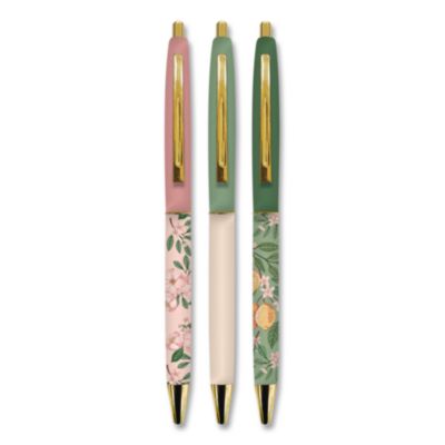 Blue Sky® Bespoke Letterpress Pen, Retractable, Bold 1 mm, Black Ink, Assorted Barrel Colors, 3/Pack
