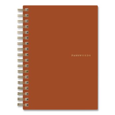 Blue Sky® Bespoke Letterpress Passwords Tracker Notebook, Terracotta Cover, (150) 6 x 4 Sheets
