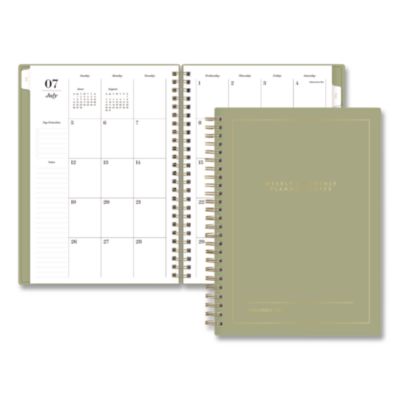 Blue Sky® Sage Academic Year Weekly/Monthly Planner, 8 x 6, Sage Cover, 12-Month (July to June): 2026 to 2027