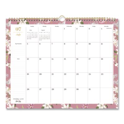 Blue Sky® Sincerely Jules Liliana Rose Academic Monthly Wall Calendar, 15 x 12, White Sheets, 12-Month (July to June): 2026 to 2027