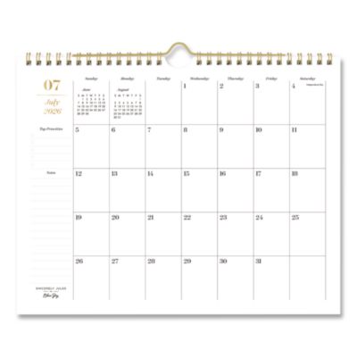 Blue Sky® Sincerely Jules Elevated Academic Monthly Wall Calendar, 11 x 8.75, White Sheets, 12-Month (July to June): 2026 to 2027