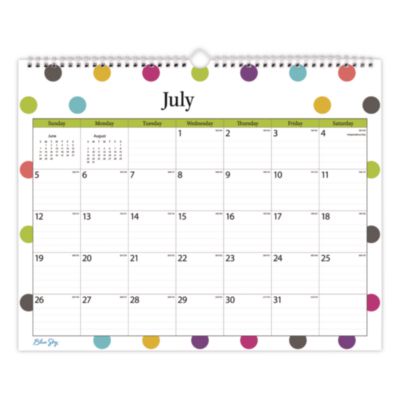 Blue Sky® Dots Academic Monthly Wall Calendar, 12 x 15, White/Multicolor Sheets, 12-Month (July to June): 2026 to 2027