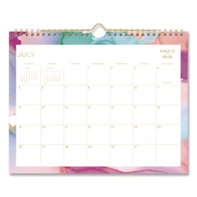 Blue Sky® Ashley G Multicolor Smoke Academic Year Wall Calendar, 11 x 8.75, White Sheets, 12-Month (July to June): 2026 to 2027
