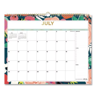 Blue Sky® Secret Garden Dark Academic Monthly Wall Calendar, 15 x 12, White Sheets, 12-Month (July to June): 2026 to 2027