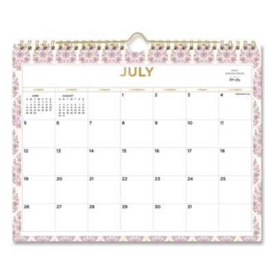 Blue Sky® Day Designer Kerridge Lilac Academic Monthly Wall Calendar, 11 x 8.75, White Sheets, 12-Month (July to June): 2026 to 2027