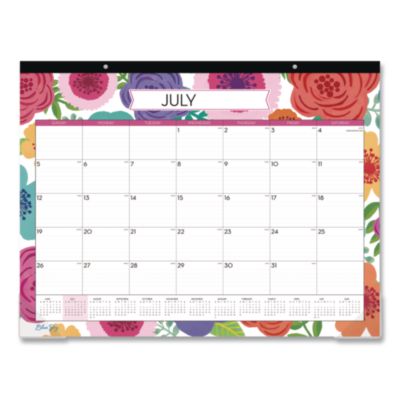 Blue Sky® Mahalo Academic Year Desk Pad, 17 x 22, White Sheets, Black Headband, Clear Corners, 12-Month (July to June): 2026 to 2027