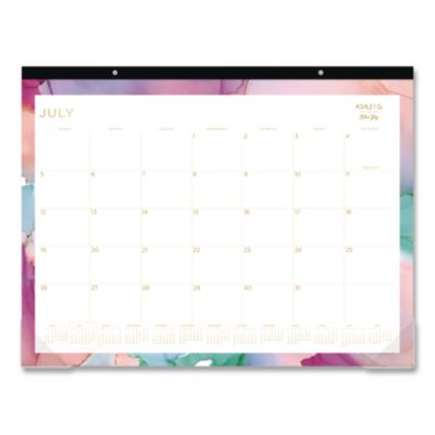 Blue Sky® Ashley G Multicolor Smoke Academic Monthly Desk Pad Calendar, 22x17, White Sheets, Black Binding, 12-Month (Jul-Jun): 2026-27